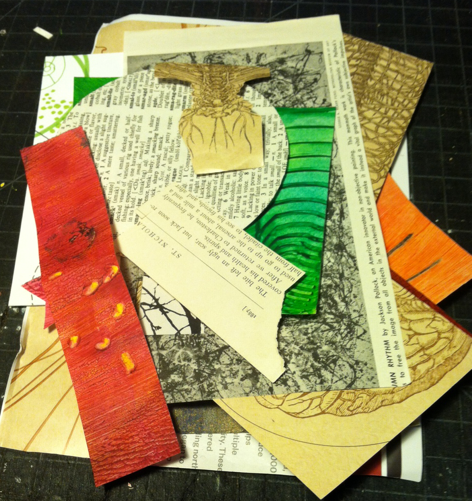 Paste papers, pages from old books, dictionaries, encyclopedias, random papers, other papers. 