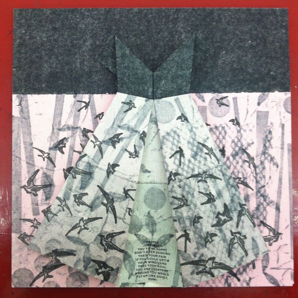 Melanie's origami paper dress exchange